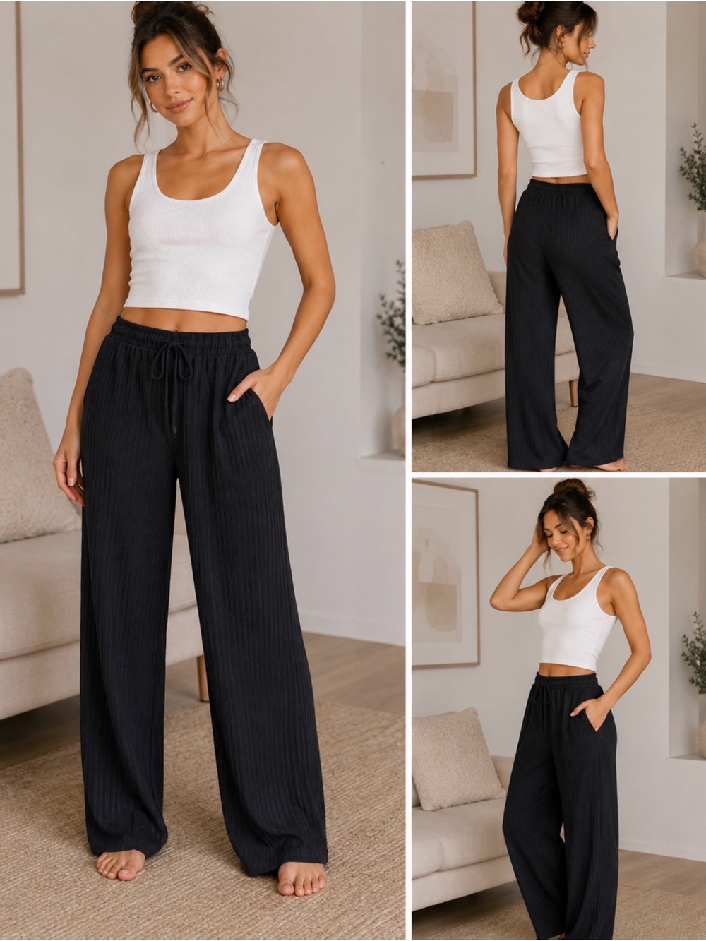Melrose classic Wide-Leg Lounge Pants - Black